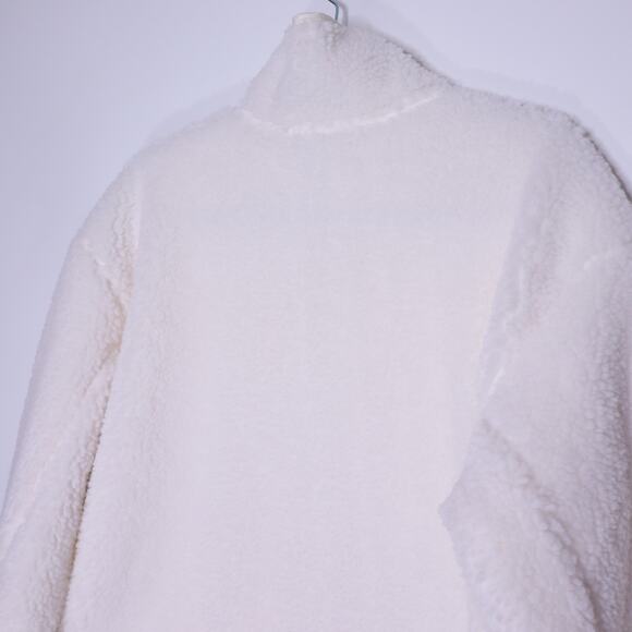ATHLETA Cozy Sherpa Snap Pullover Sweatshirt White Oversized Filled Women's S - Picture 7 of 11